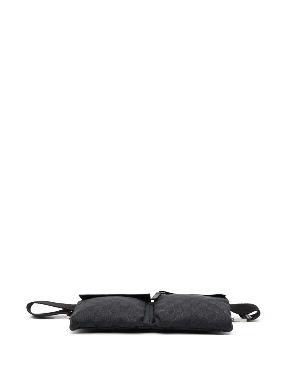 Pre-owned Gucci 2016-2025 Gg Canvas Double Pocket Belt Bag In Black