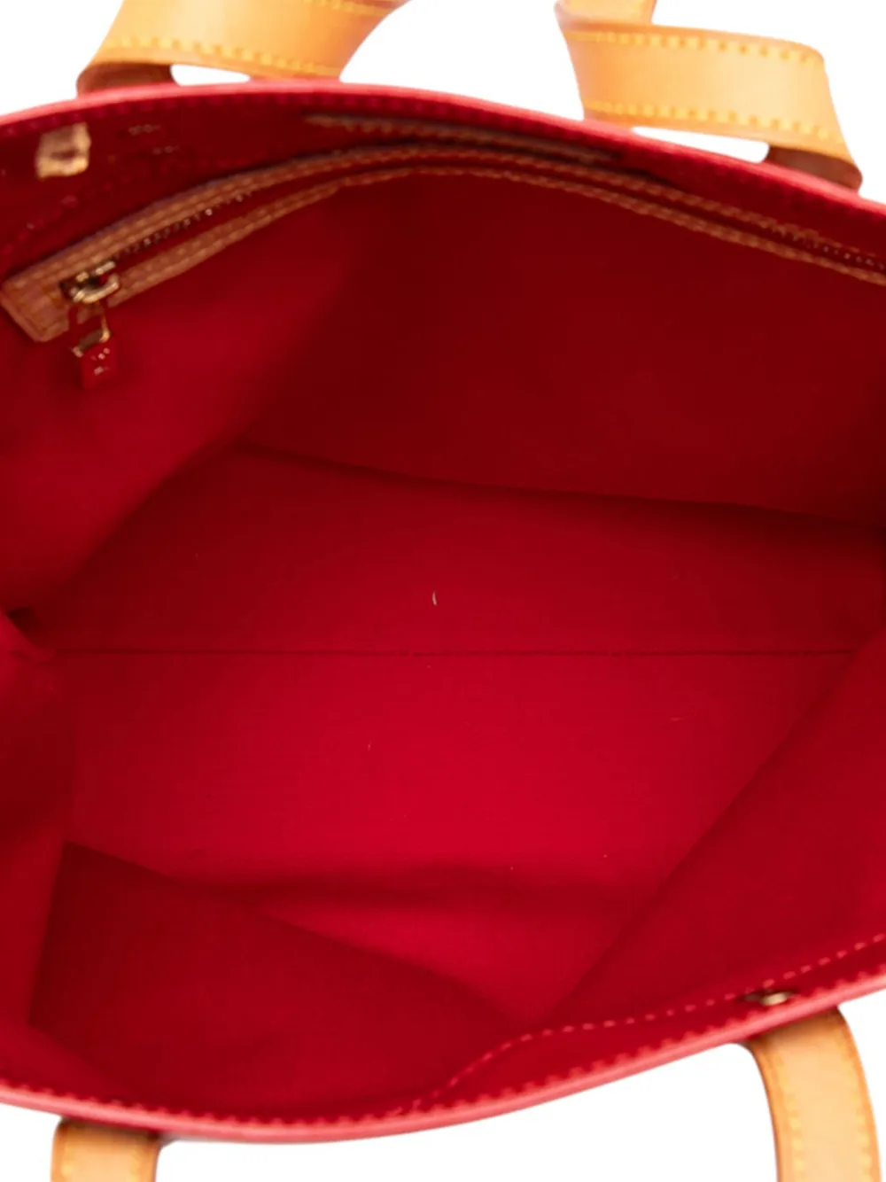 Pre-owned Louis Vuitton 2001 Monogram Vernis Reade Mm Tote Bag In Red