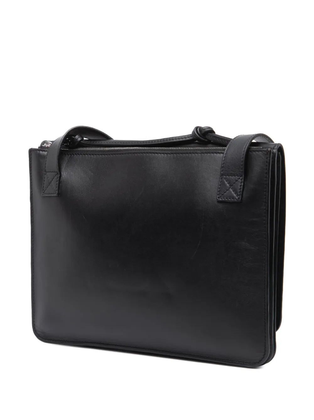 Pre-owned Loewe 2019 Leather Anagram Gusset Flat Messenger Bag Crossbody Bag In Black