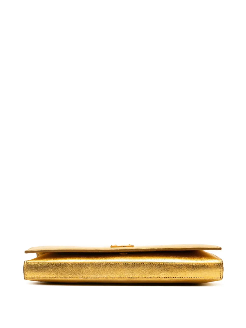 Pre-owned Saint Laurent 2014 Metallic Leather Monogram Kate Wallet On Chain Crossbody Bag In Gold