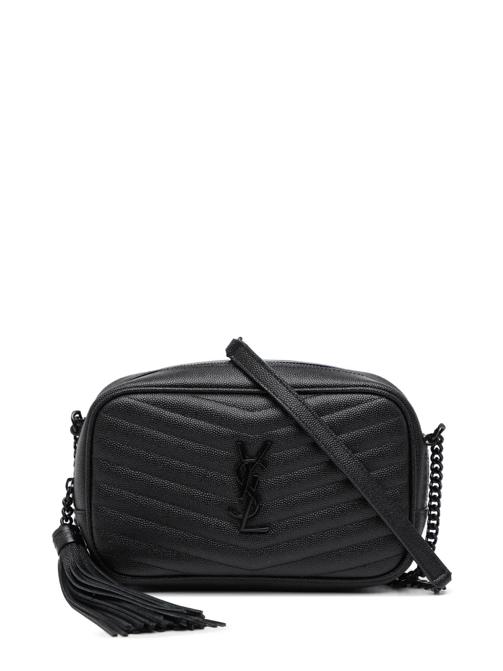 Saint Laurent Pre-Owned Borsa a tracolla Monochrome Lou mini in pelle Grain de Poudre matelassé con monogramma 2019 | nero | Image 1