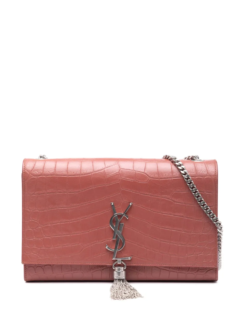 Saint Laurent Pre-Owned Borsa a tracolla Kate media in pelle goffrata effetto coccodrillo con nappa 2016 | rosa | Image 1