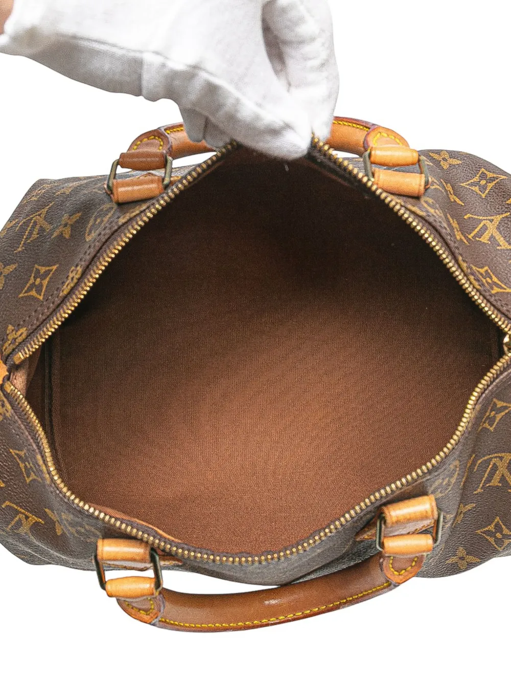 Pre-owned Louis Vuitton 1990 Monogram Speedy 30 Boston Bag In Brown