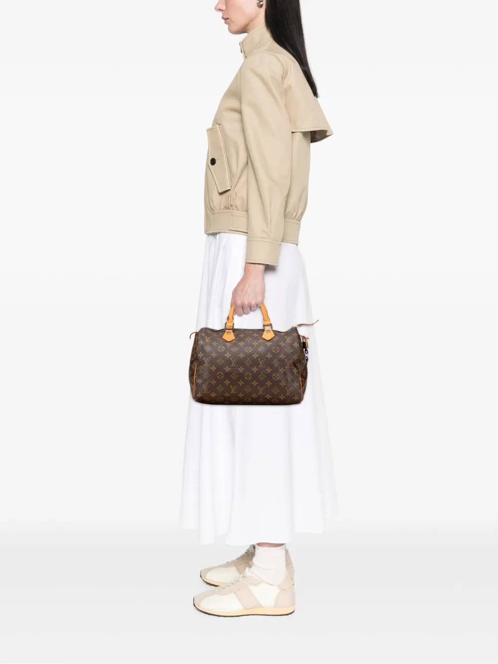 Pre-owned Louis Vuitton 1990 Monogram Speedy 30 Boston Bag In Brown