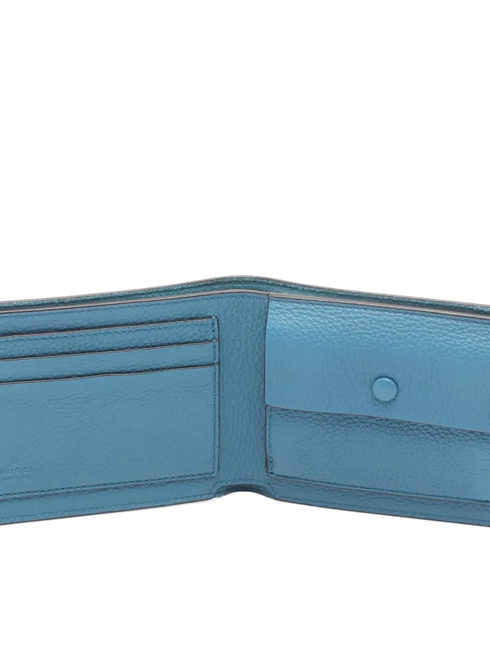 Pre-owned Gucci 2000-2015 Grained Leather Logo Bifold Compact Wallet Small Wallets In Blue