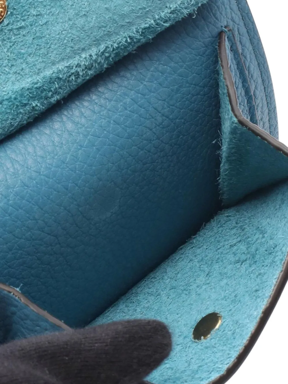 Pre-owned Gucci 2000-2015 Grained Leather Logo Bifold Compact Wallet Small Wallets In Blue