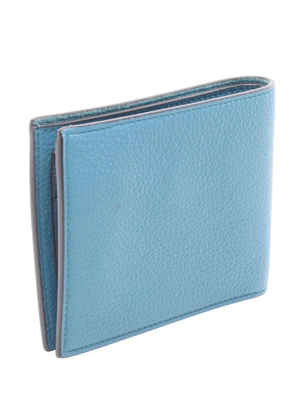 Pre-owned Gucci 2000-2015 Grained Leather Logo Bifold Compact Wallet Small Wallets In Blue