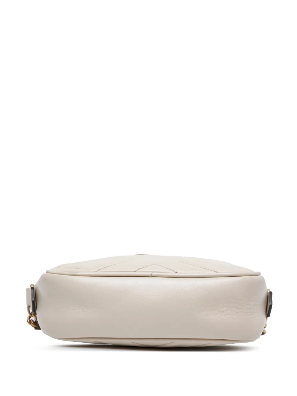 Pre-owned Gucci 2016-2025 Mini Gg Marmont Matelasse Leather Crossbody Bag In White