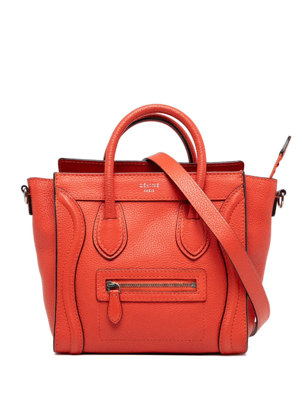Celine Pre-Owned 2012 ナノ レザー ラゲージ トート サッチェルバッグ - オレンジ Celine Pre-Owned 2012 ナノ レザー ラゲージ トート サッチェルバッグ - オレンジ