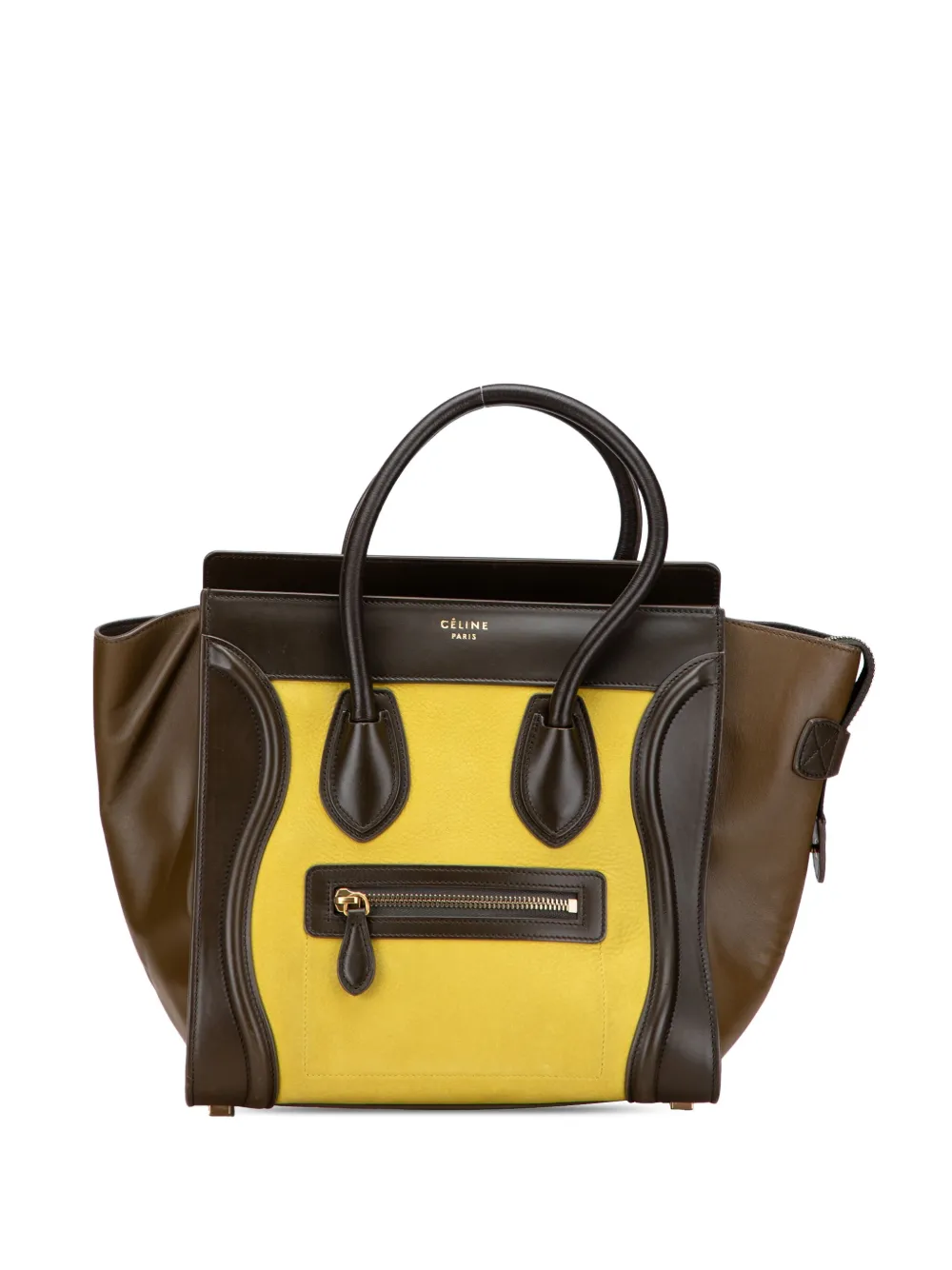 Click to view more detailed imagery on our partner's website Pre-owned Celine 2014 Micro Tricolor Leather Luggage Tote Bag In Brown