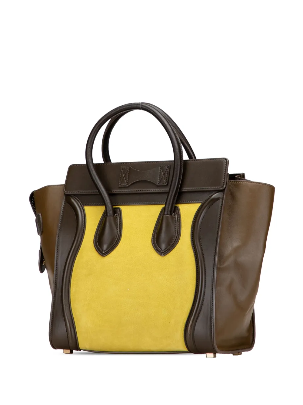 CELINE Pre-owned 2014 Micro Tricolor Leather Luggage Tote Bag In Brown