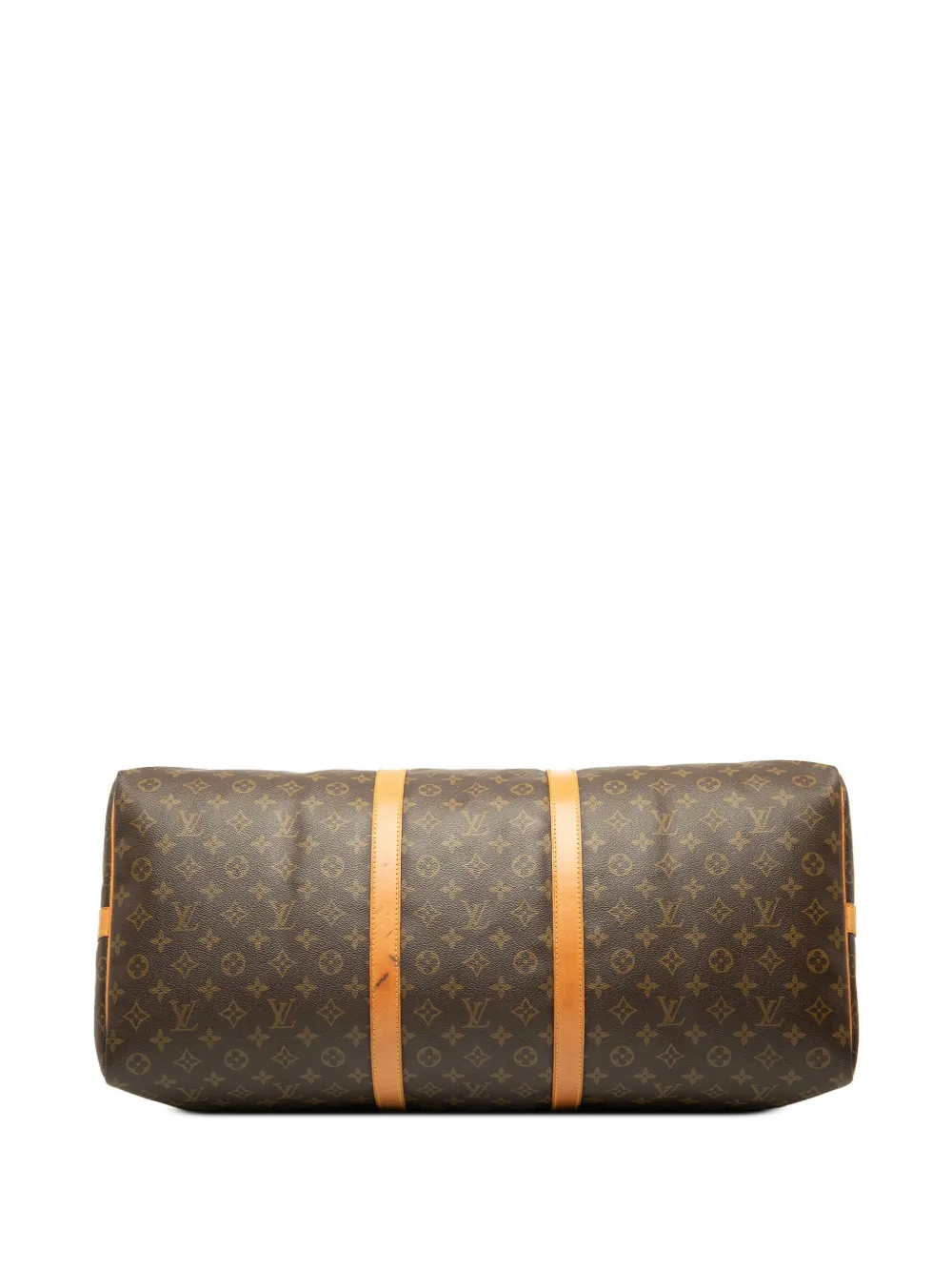 Pre-owned Louis Vuitton 1996 Monogram Keepall Bandouliere 60 Travel Bag In Brown