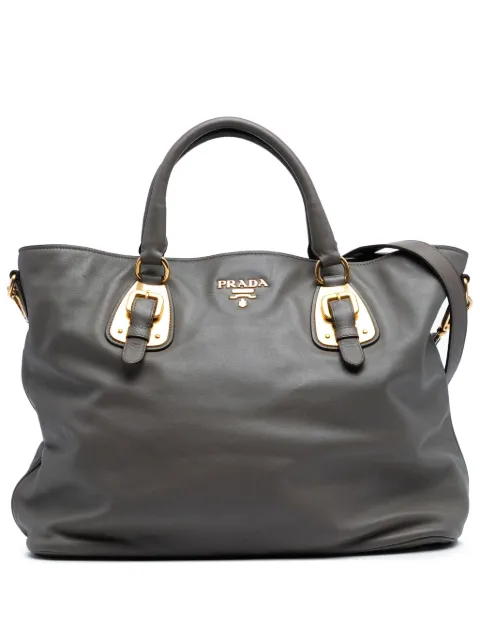 Prada Pre-Owned 2000-2025 Soft Calfskin Open Convertible Shopping Tote satchel