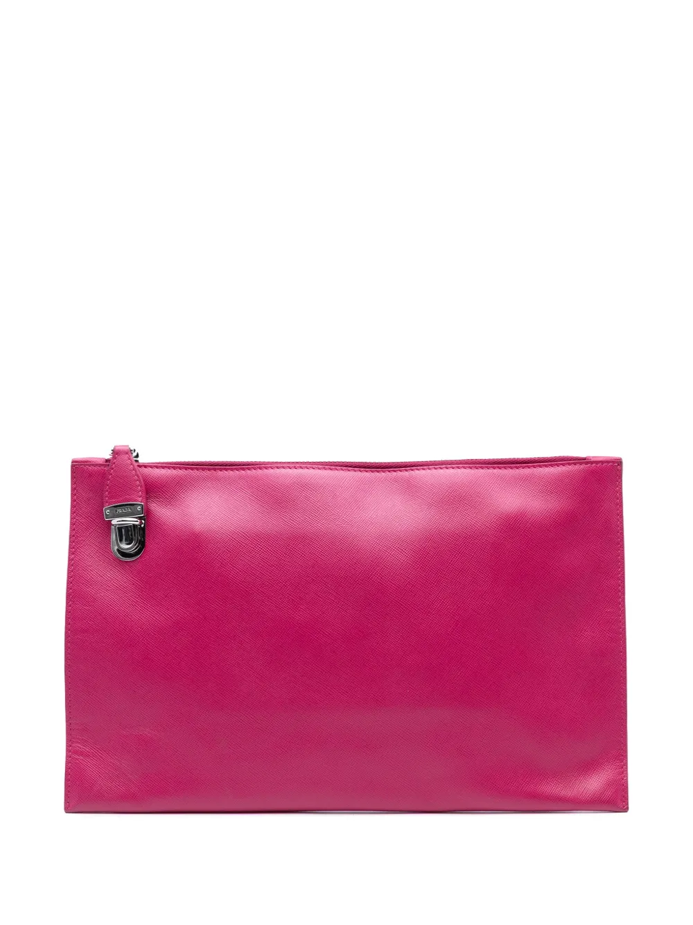 Pre-owned Prada 2000-2025 Saffiano Lux Zip Clutch Bag In Pink