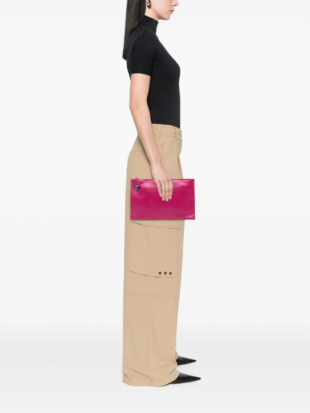 Pre-owned Prada 2000-2025 Saffiano Lux Zip Clutch Bag In Pink