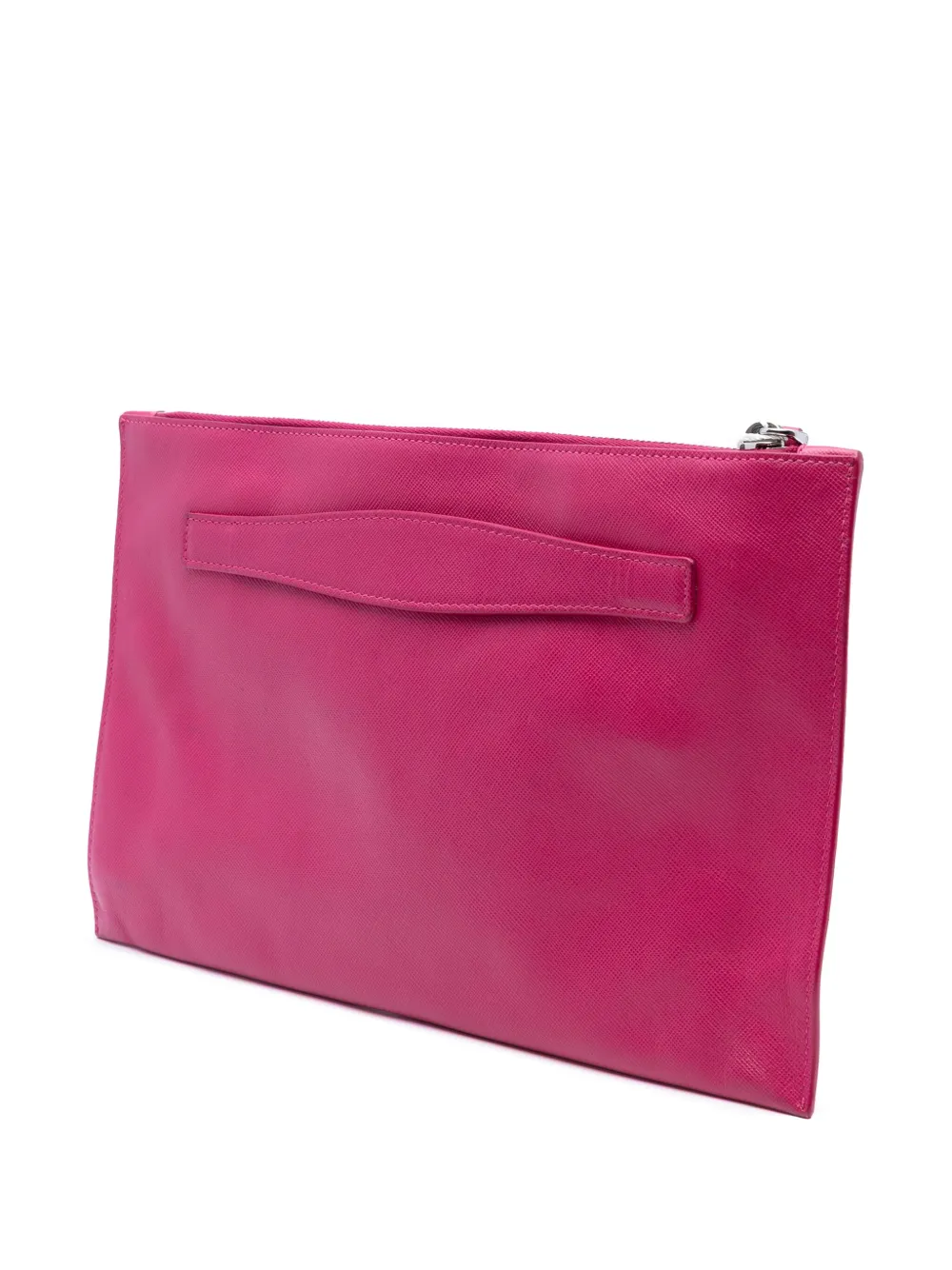 Pre-owned Prada 2000-2025 Saffiano Lux Zip Clutch Bag In Pink