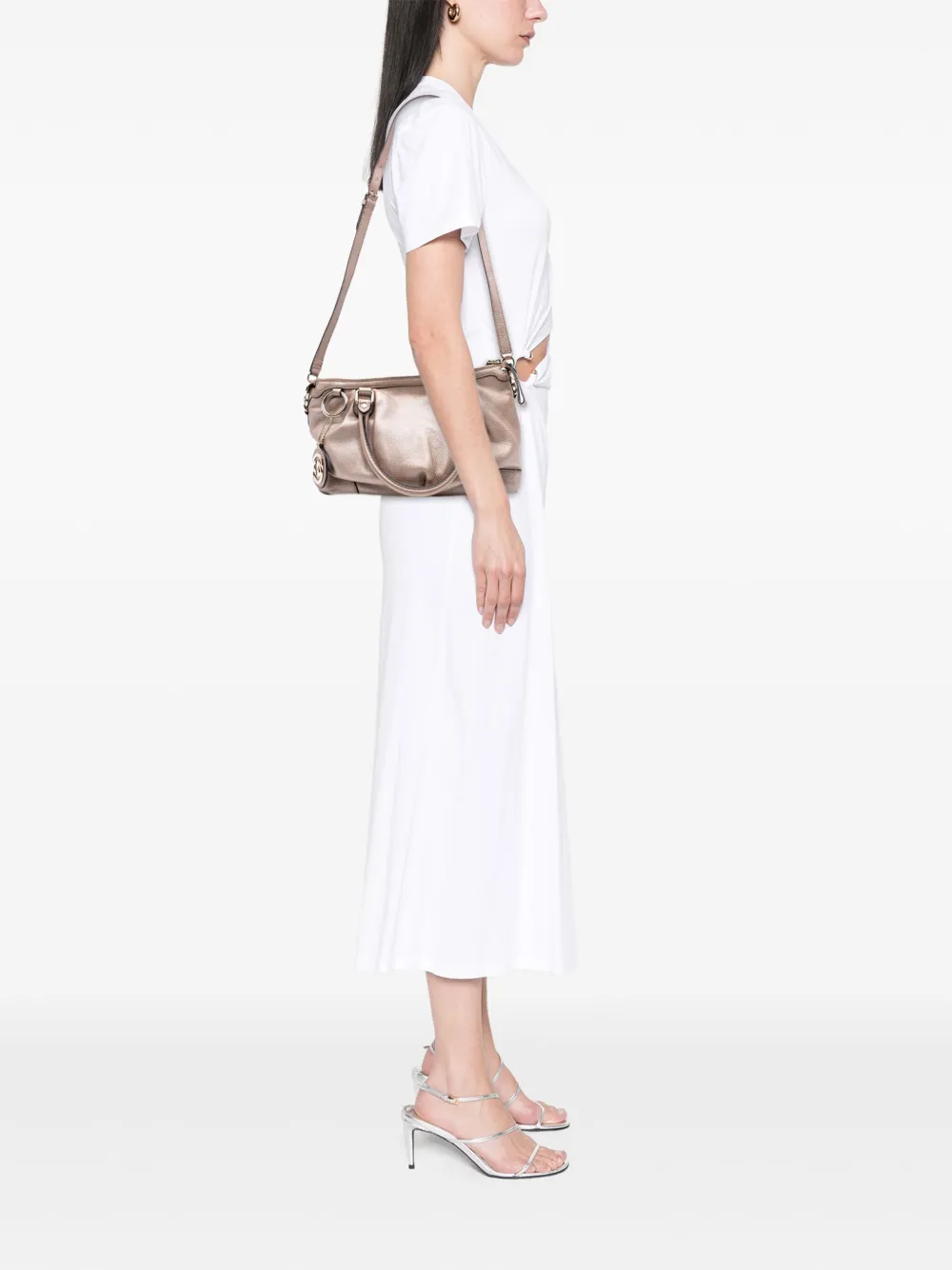 Pre-owned Gucci 2016-2025 Calfskin Sukey Satchel In Pink