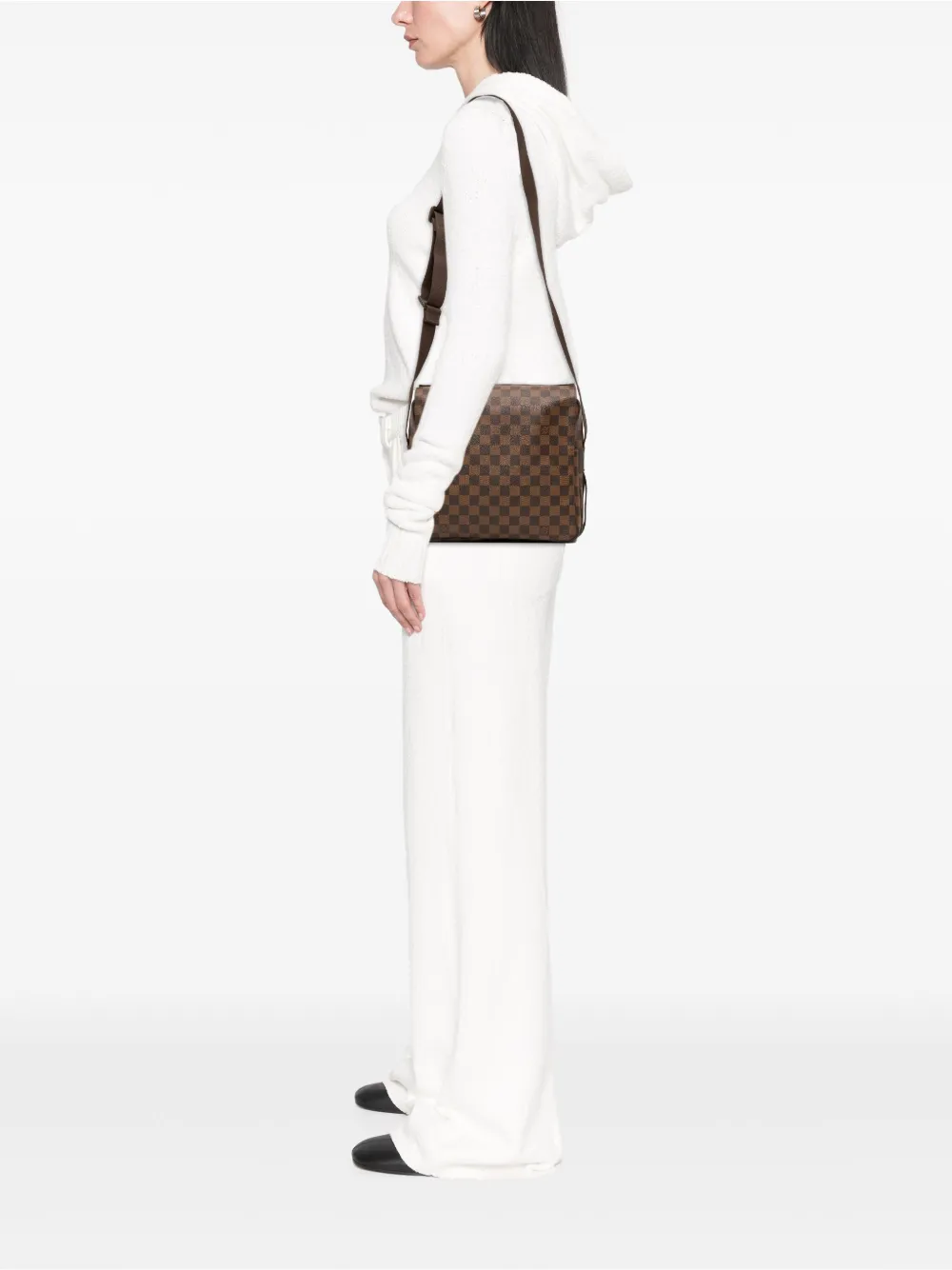 Pre-owned Louis Vuitton 2009 Damier Ebene Naviglio Crossbody Bag In Brown