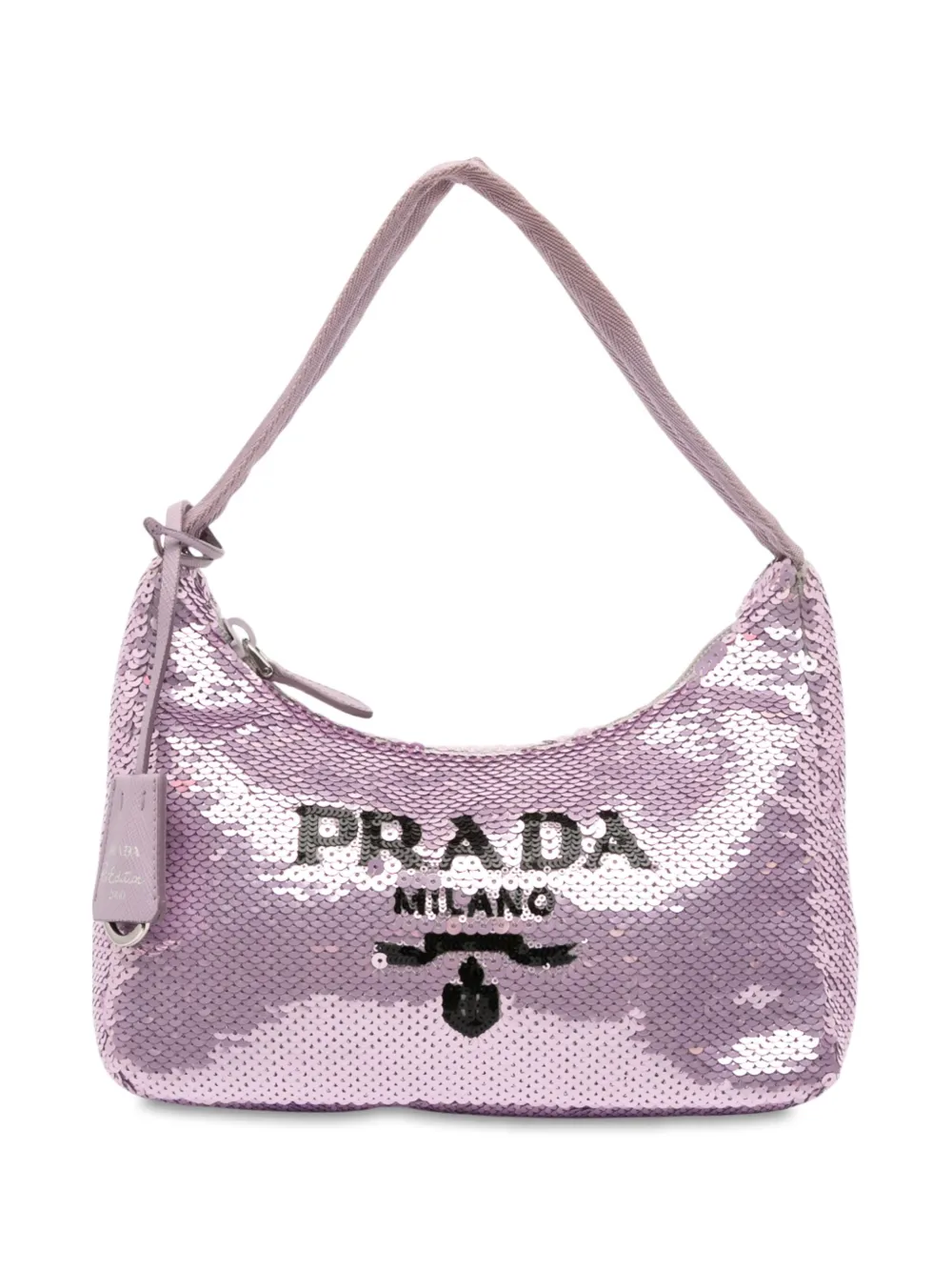 Pre-owned Prada 2019-2025 Mini Re Nylon Paillettes Sequin Re Edition 2000 Shoulder Bag In Purple
