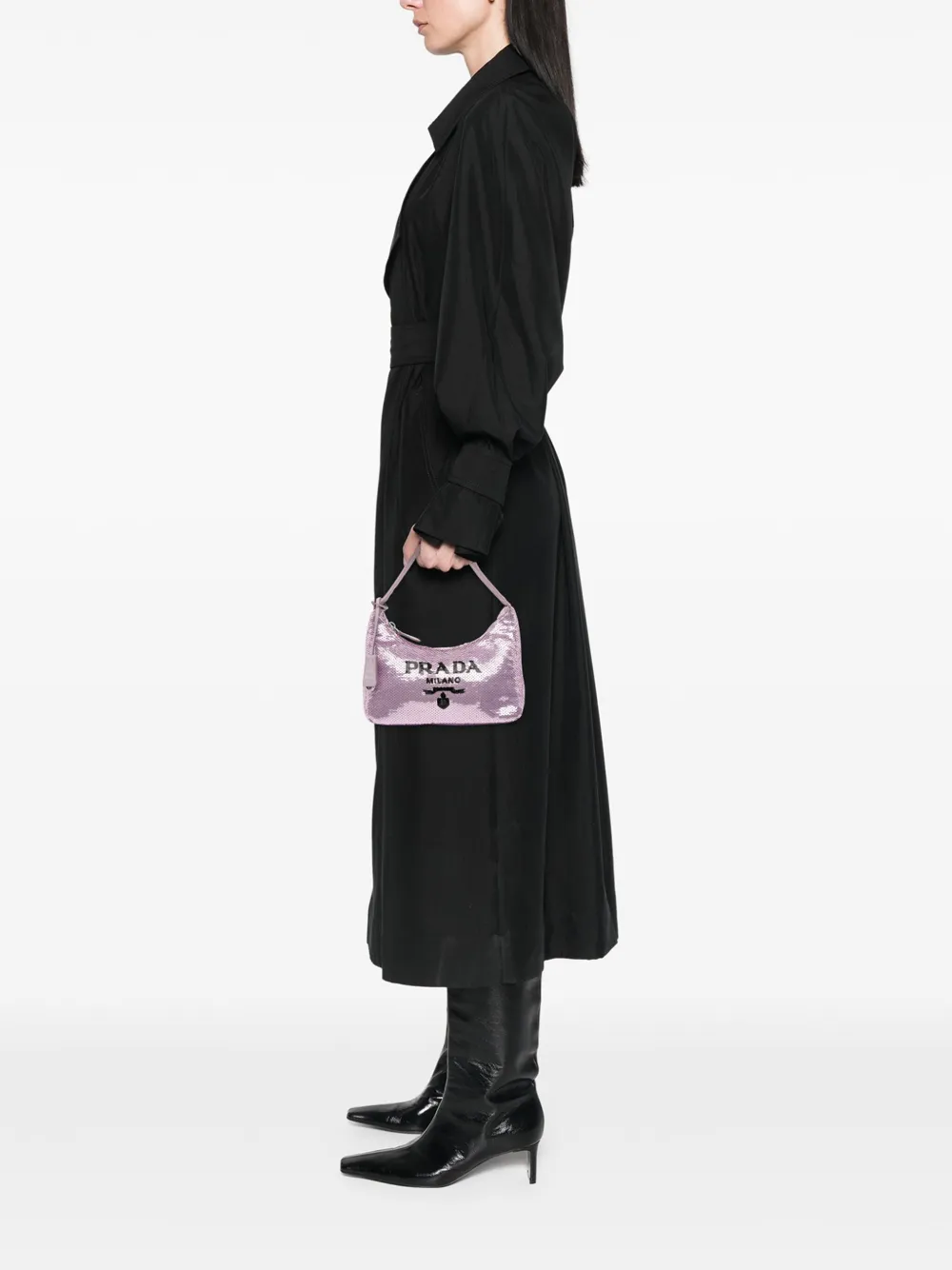 Pre-owned Prada 2019-2025 Mini Re Nylon Paillettes Sequin Re Edition 2000 Shoulder Bag In Purple