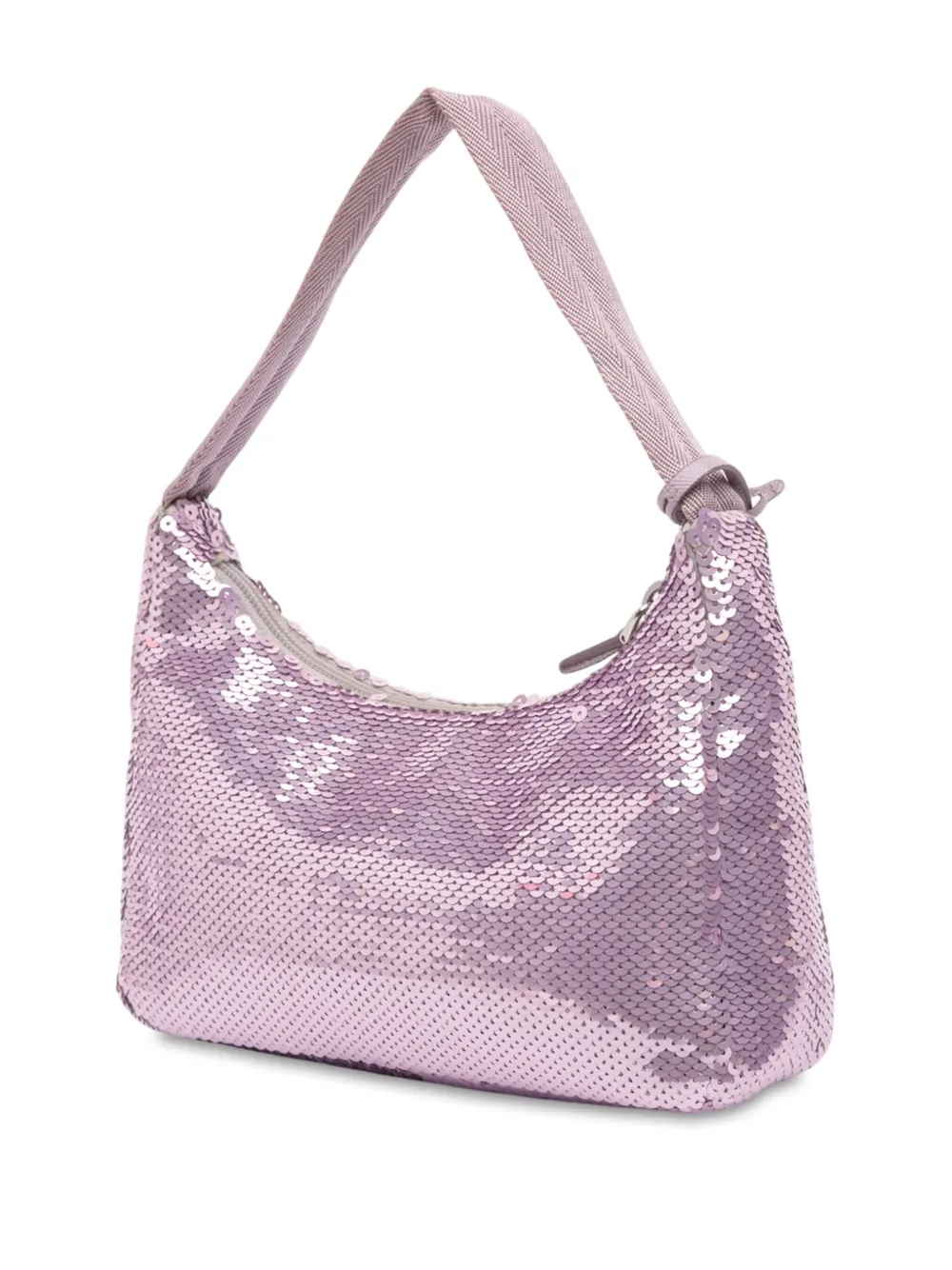 Pre-owned Prada 2019-2025 Mini Re Nylon Paillettes Sequin Re Edition 2000 Shoulder Bag In Purple