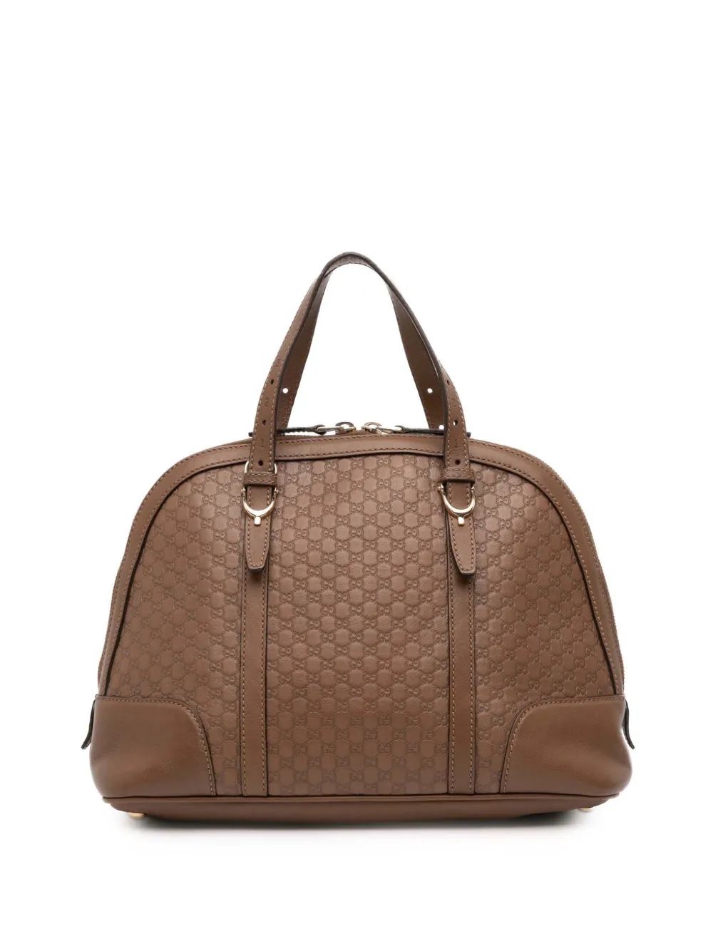 Pre-owned Gucci 2016-2025 Small Microssima Nice Dome Satchel In Brown