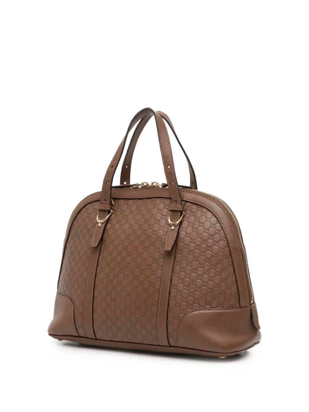 Pre-owned Gucci 2016-2025 Small Microssima Nice Dome Satchel In Brown