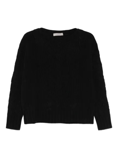 D.Exterior cable-knit sweater 