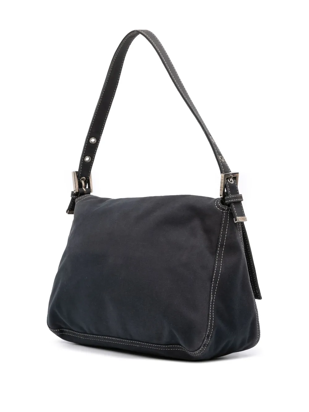 Pre-owned Fendi 2000-2010 Canvas Ff Marble Mamma Forever Shoulder Bag In Blue
