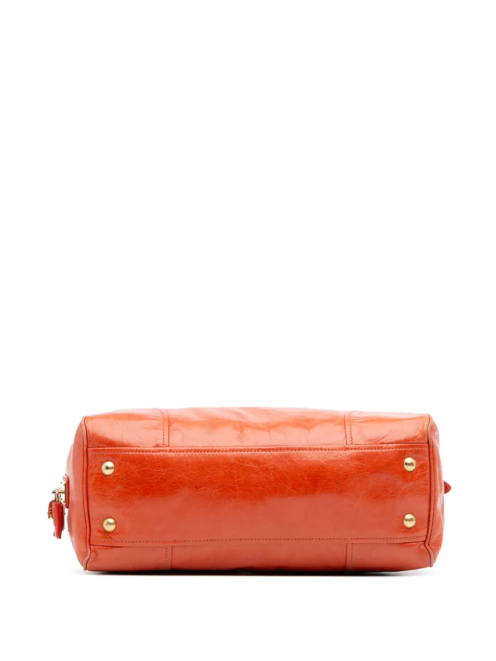 Pre-owned Prada 2000-2025 Vitello Shine Bauletto Satchel In Orange