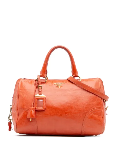 Prada Pre-Owned 2000-2025 gläzende Vitello Bauletto Satchel-Tasche