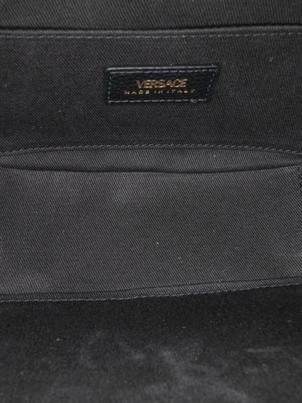 Pre-owned Versace 2010-2025 Grainy Calfskin Virtus V Camera Bag Satchel In Black