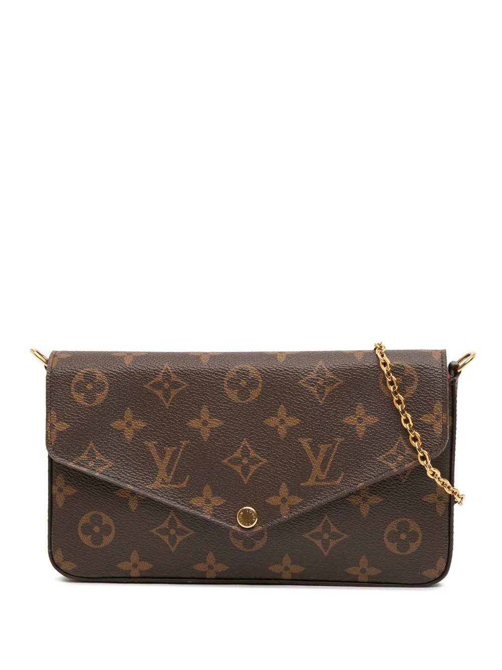 Pre-owned Louis Vuitton 2021-2025 Monogram Pochette Felicie Crossbody Bag In Brown