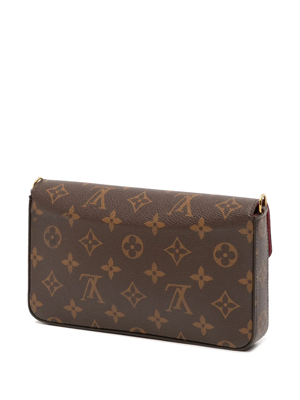 Pre-owned Louis Vuitton 2021-2025 Monogram Pochette Felicie Crossbody Bag In Brown