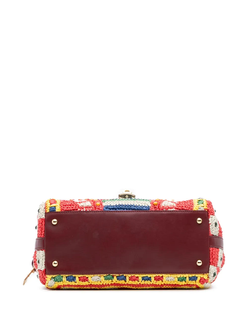 Pre-owned Dolce & Gabbana 2010-2025 Raffia Crochet Sicilian Cart Miss Sicily Satchel In Multi