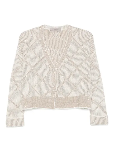 D.Exterior sequin-embellished cardigan
