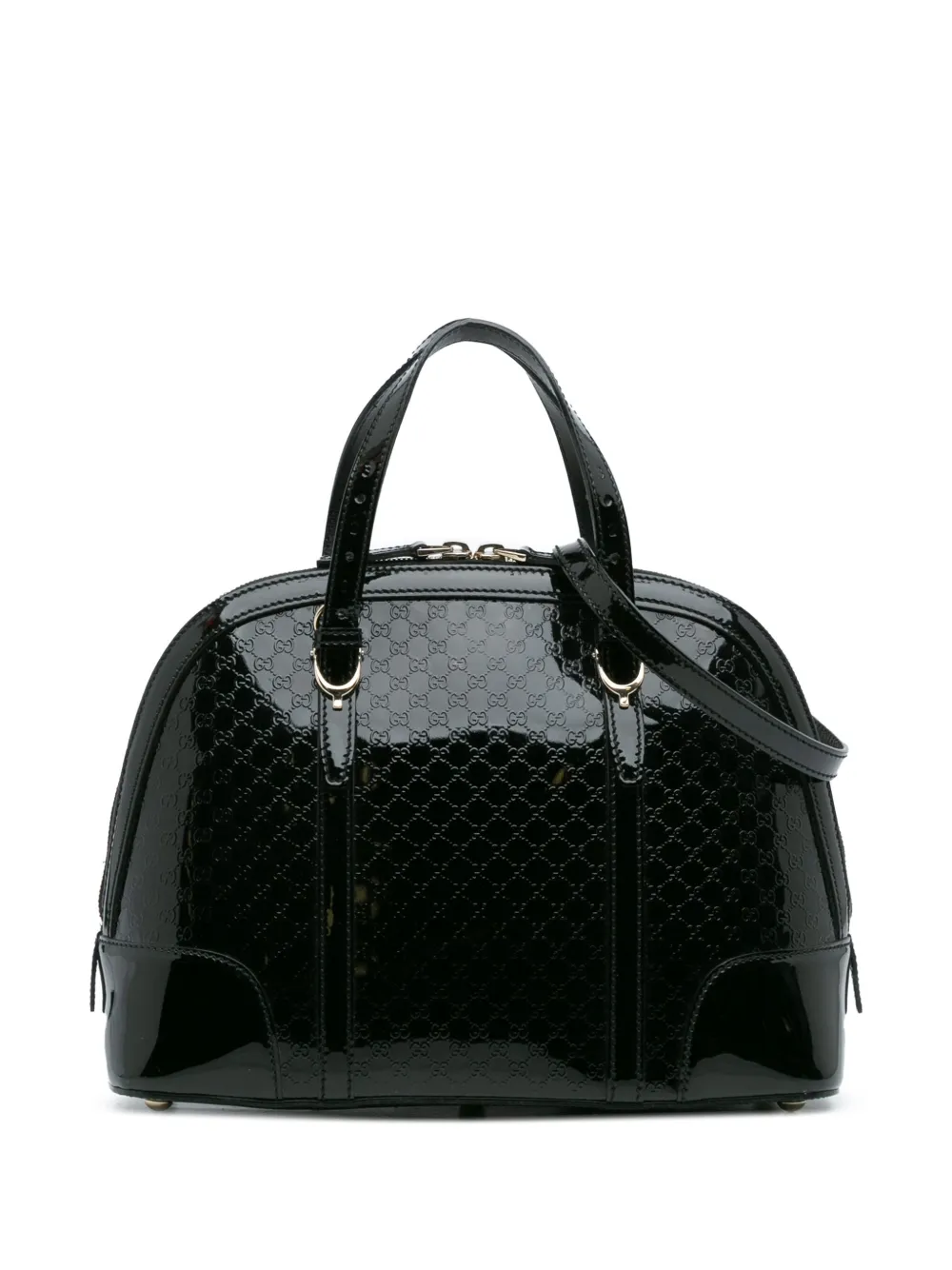 Pre-owned Gucci 2016-2025 Small Microssima Patent Nice Satchel In Black