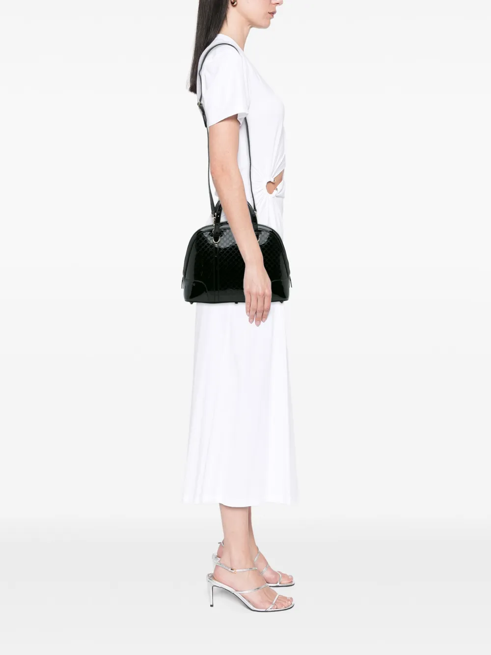 Pre-owned Gucci 2016-2025 Small Microssima Patent Nice Satchel In Black