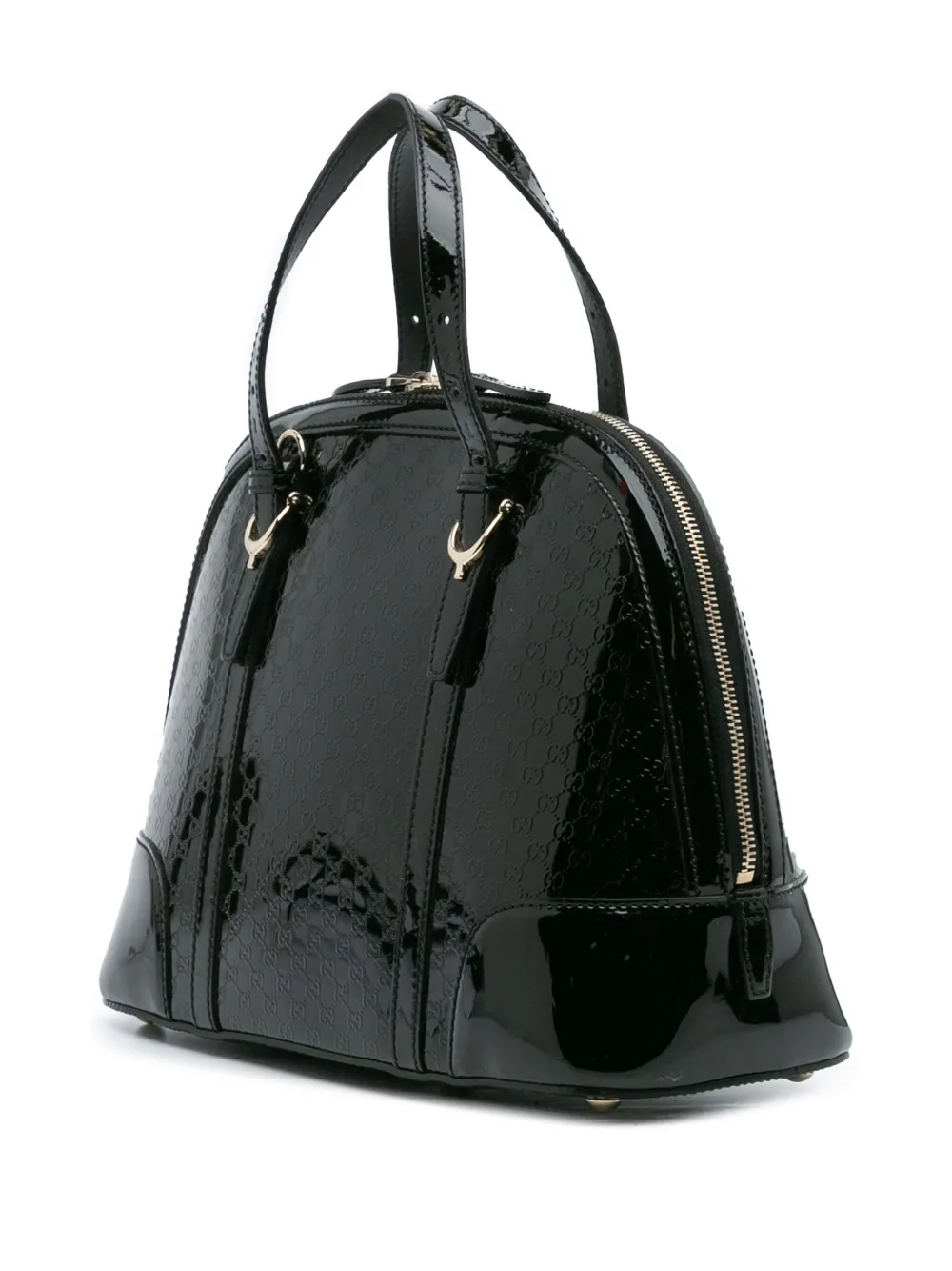 Pre-owned Gucci 2016-2025 Small Microssima Patent Nice Satchel In Black
