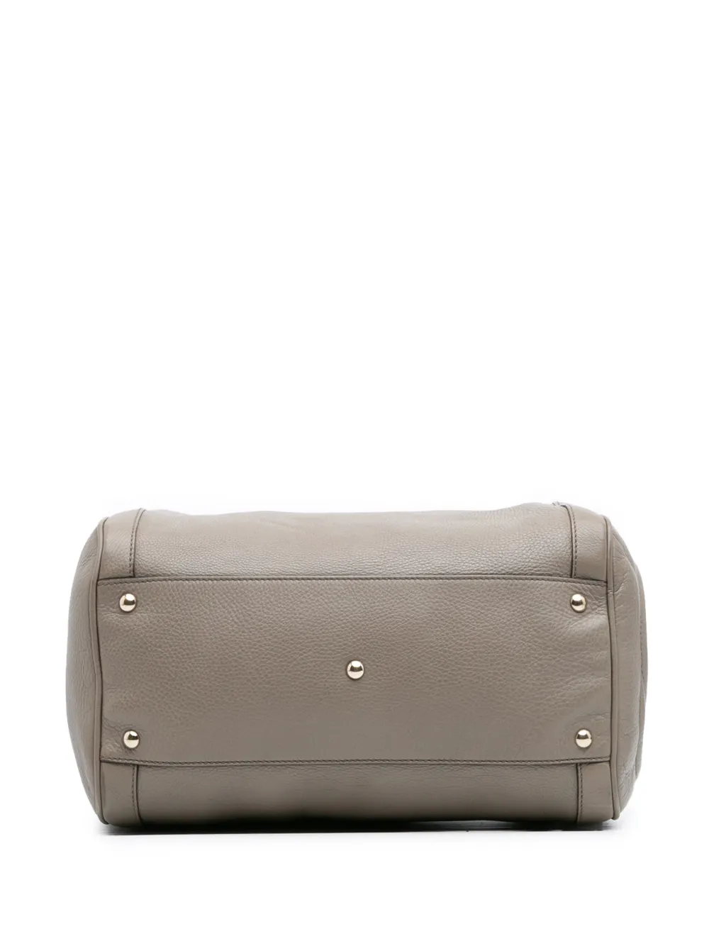 Pre-owned Gucci 2016-2025 Medium Pebbled Calfskin Soho Boston Bag In Gray