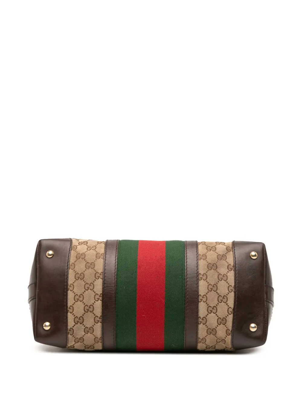 Pre-owned Gucci 2016-2025 Gg Canvas Web Satchel In Brown