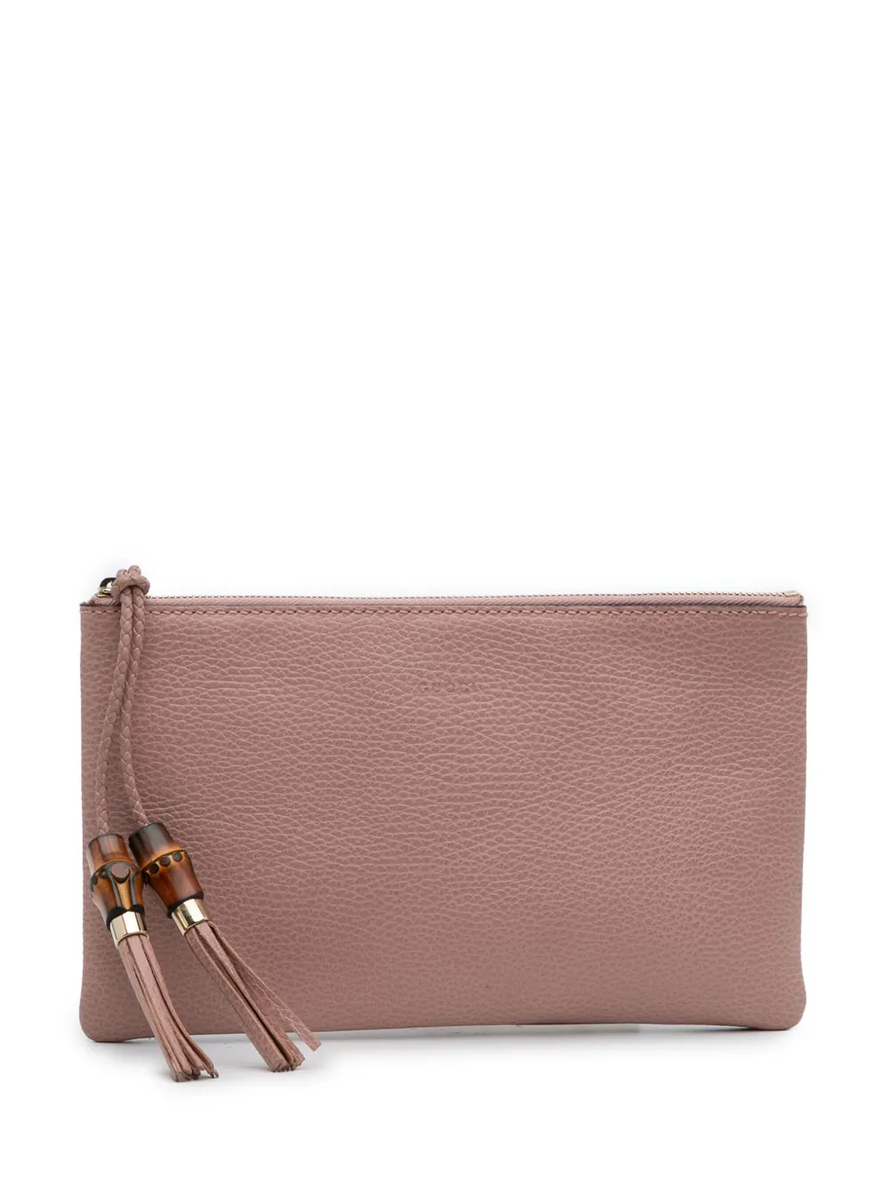 Pre-owned Gucci 2016-2025 Calfskin Bamboo Clutch Bag In Pink
