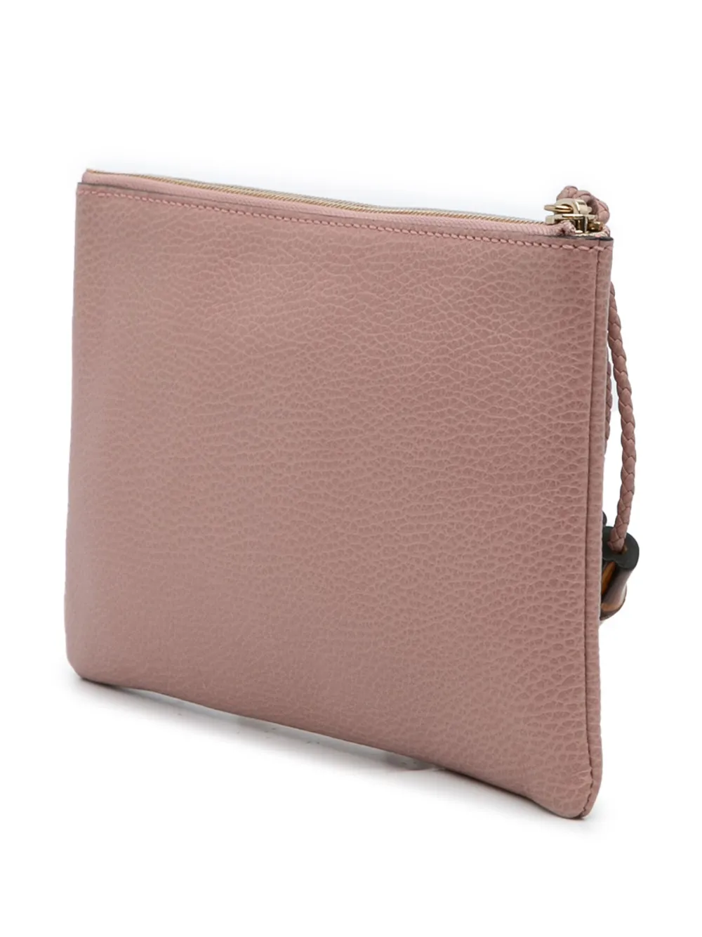 Pre-owned Gucci 2016-2025 Calfskin Bamboo Clutch Bag In Pink