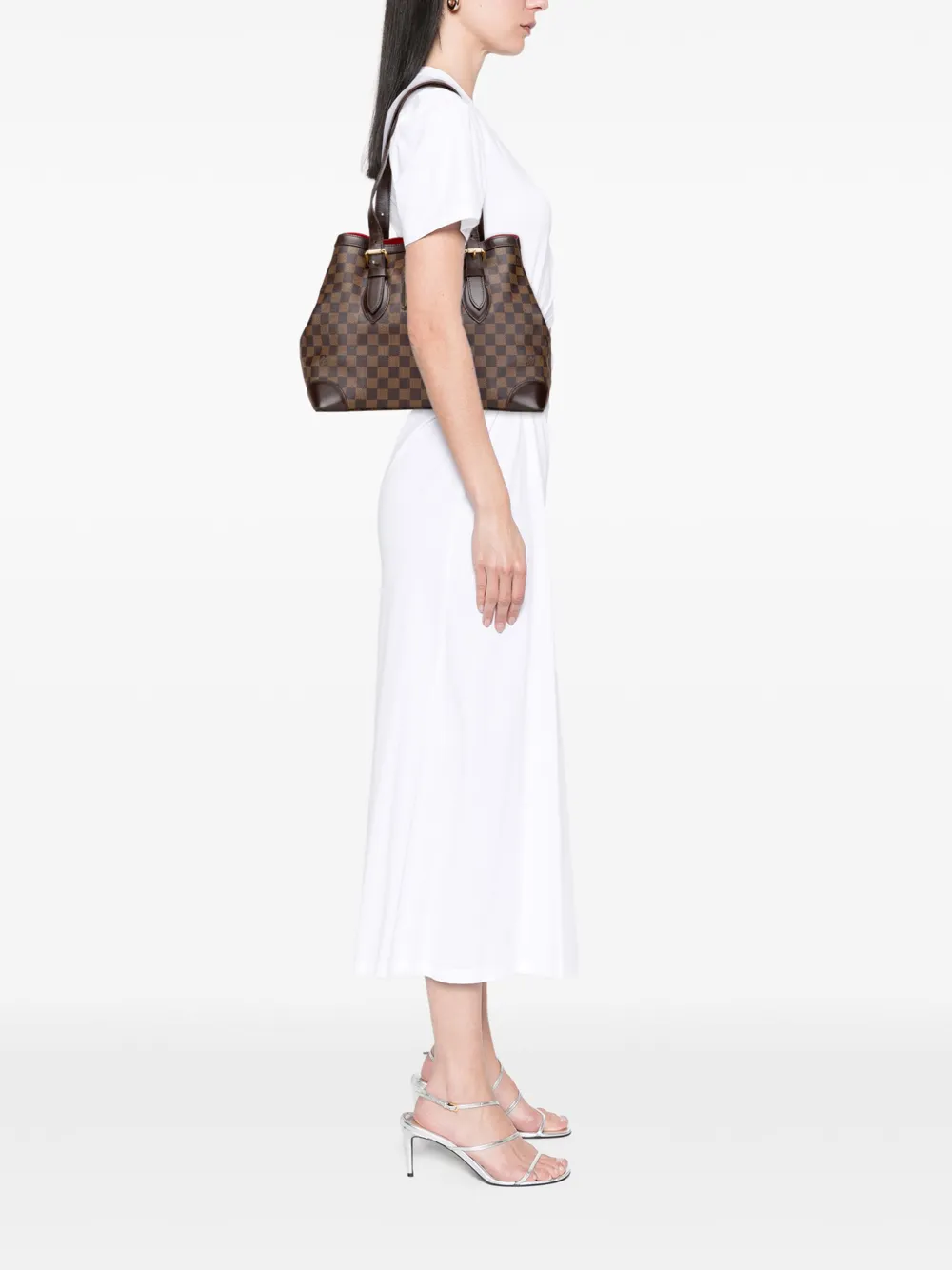 Pre-owned Louis Vuitton 2003-2014 Damier Ebene Hampstead Mm Tote Bag In Brown