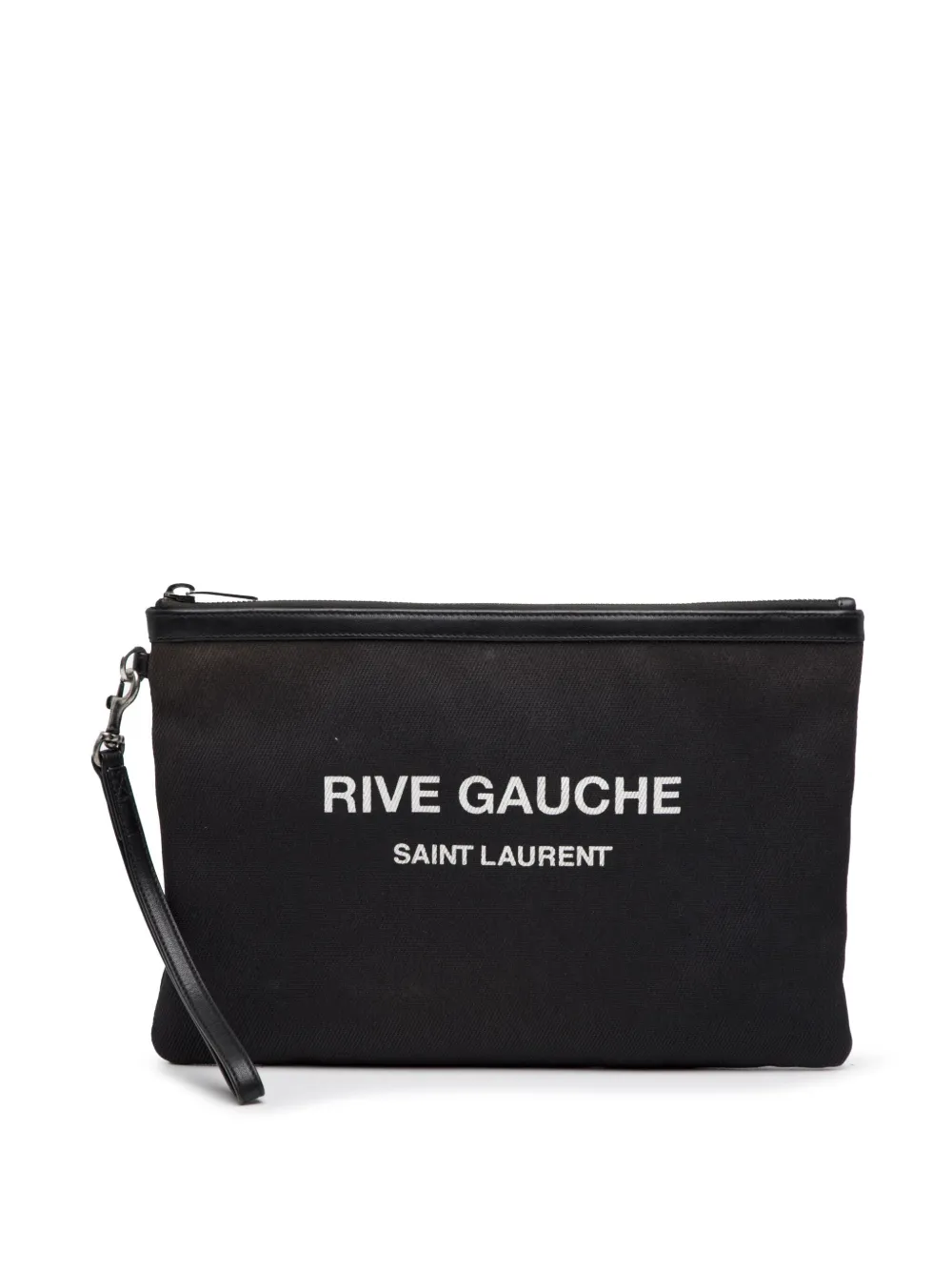 Pre-owned Saint Laurent 2019 Canvas Rive Gauche Clutch Bag In Black
