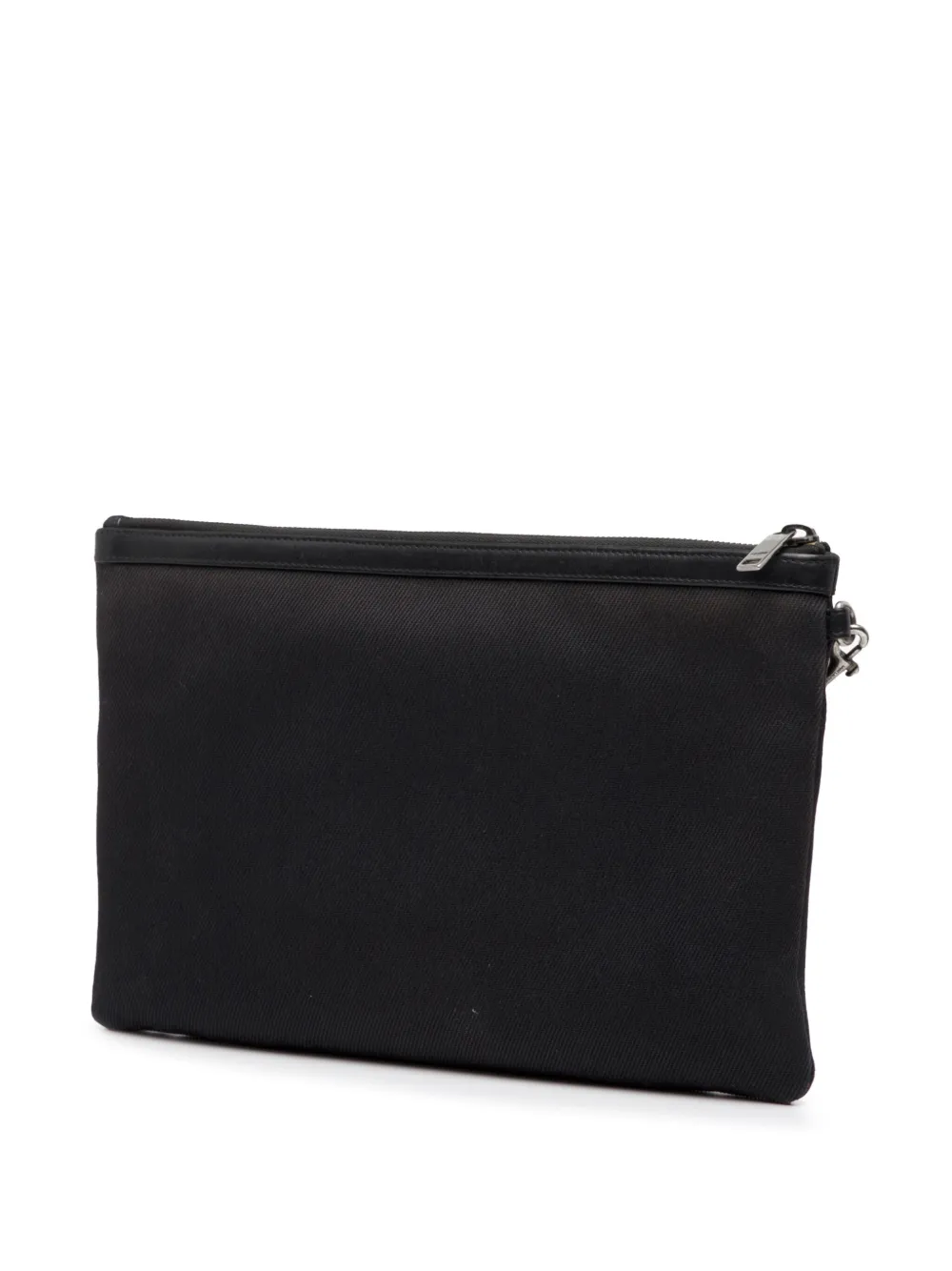 Pre-owned Saint Laurent 2019 Canvas Rive Gauche Clutch Bag In Black