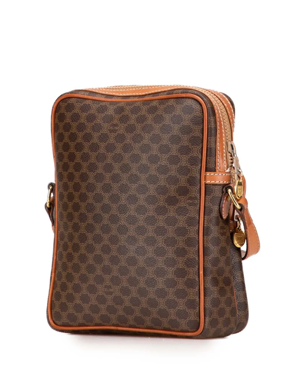 Pre-owned Celine 2005 Macadam Coated Canvas Crossbody Bag In Brown