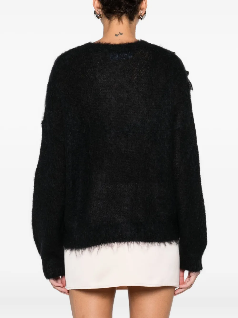 Blugirl Solid Black Knit Sweater With Round Neckline And Long Sleeves In Black