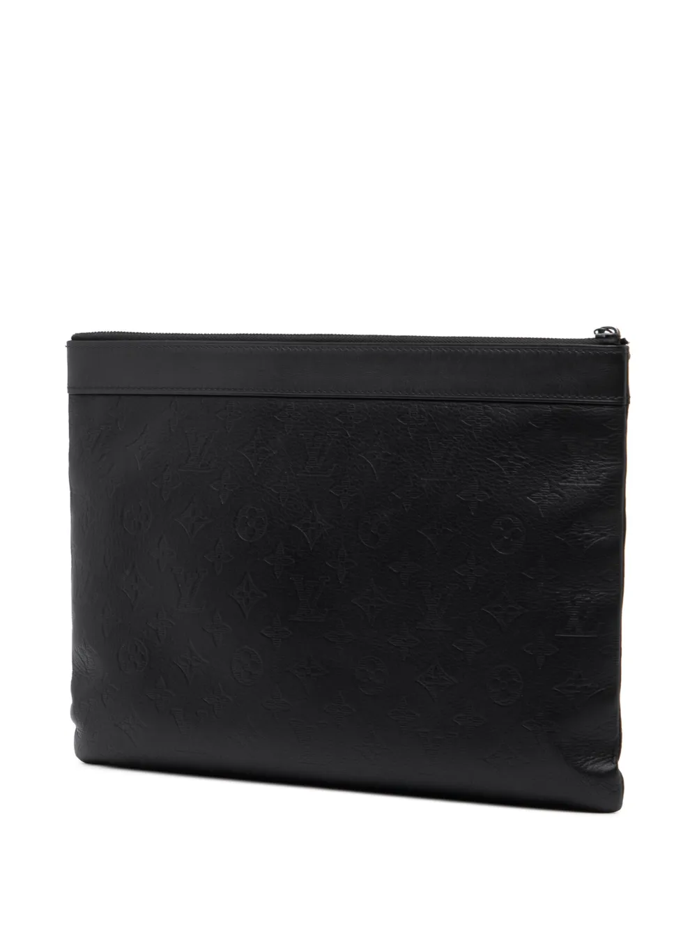 Pre-owned Louis Vuitton 2020 Monogram Shadow Discovery Pochette Clutch Bag In Black
