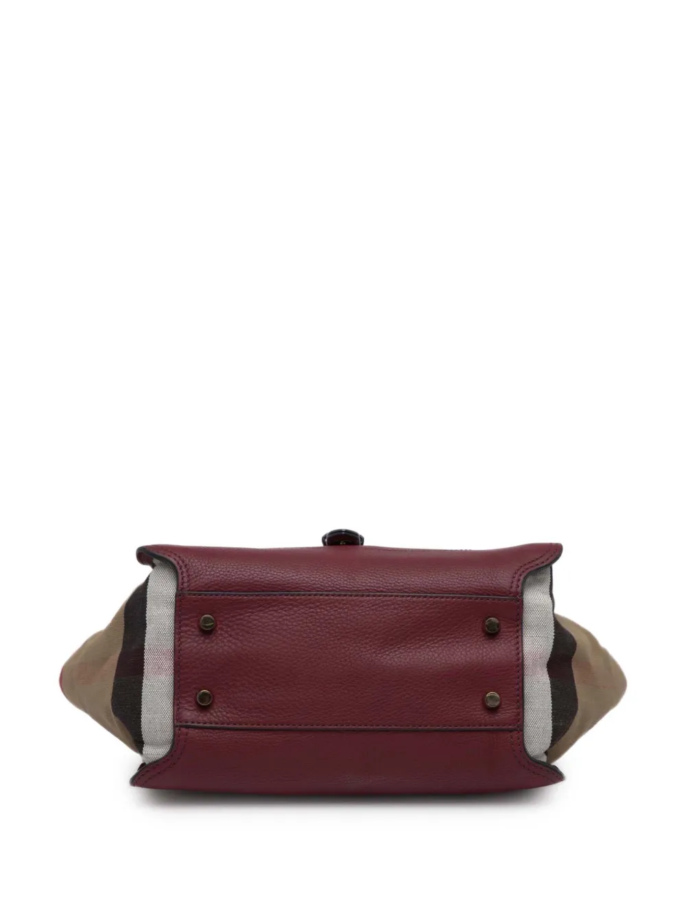 Pre-owned Burberry 2000-2017 Leather And Mega Check Canvas Harcourt Satchel In Red